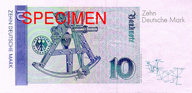 The back of a German 10-mark note